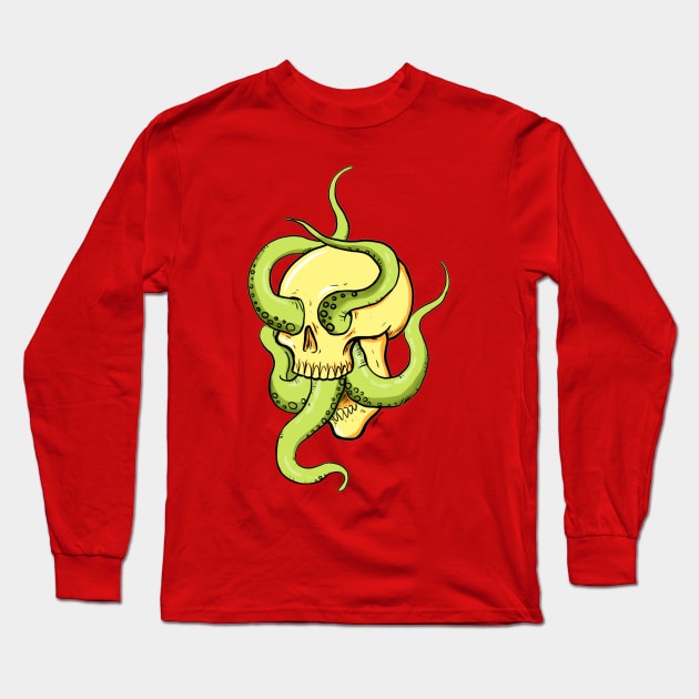 Skull with tentacles Long Sleeve T-Shirt by lucamendieta